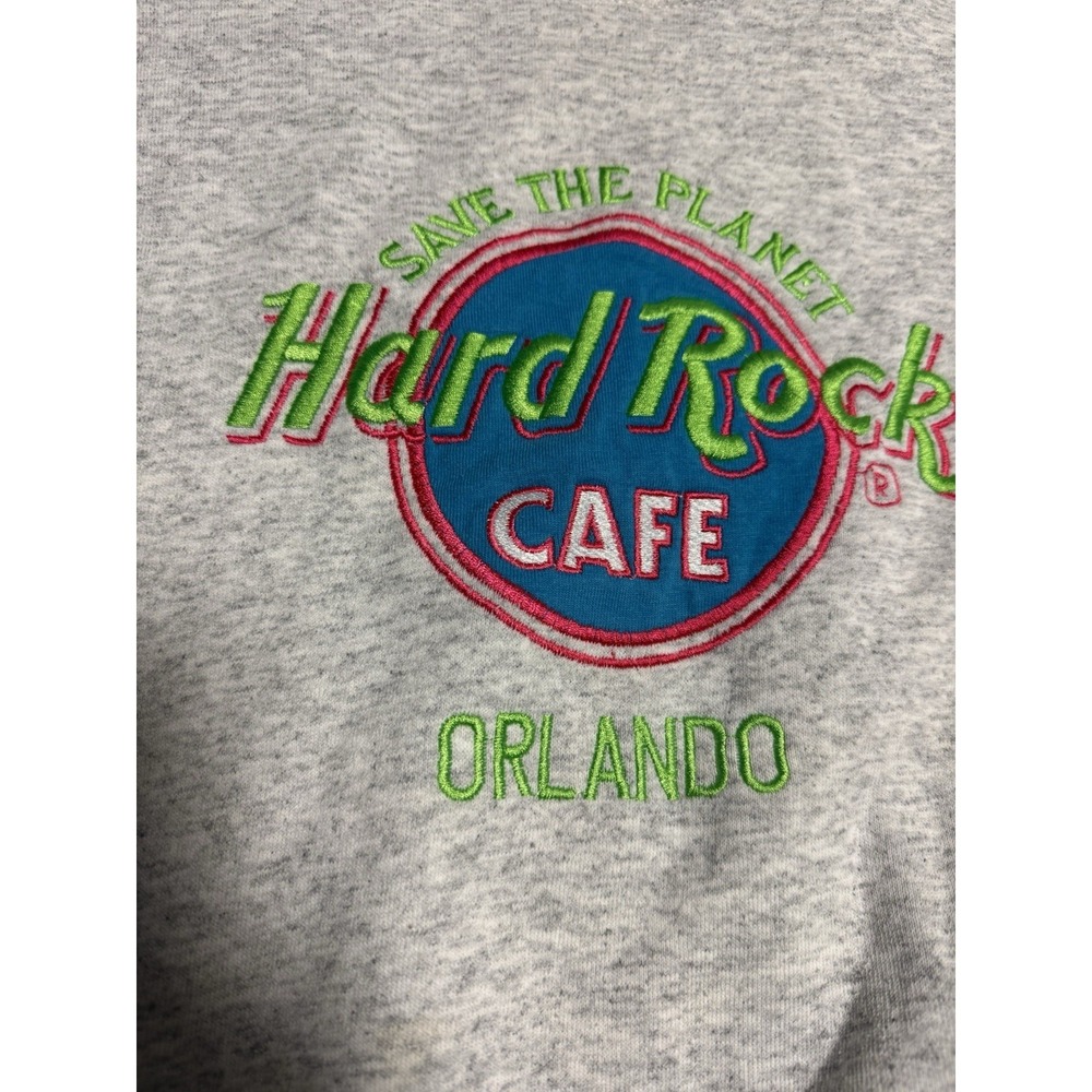 Hard Rock Cafe Orlando Crewneck Sweatshirt Gray XL Save The Planet USA - Picture 2 of 6